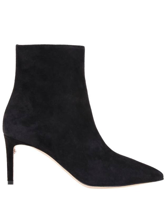 Salvatore Women's Point Toe Suede Zipper Middle Boots Heel Black - SALVATORE FERRAGAMO - BALAAN 1
