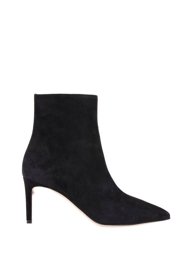 Salvatore Women's Point Toe Suede Zipper Middle Boots Heel Black - SALVATORE FERRAGAMO - BALAAN 1