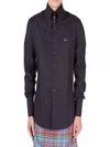 Embroidered Logo Big Collar Cotton Long Sleeve Shirt Black - VIVIENNE WESTWOOD - BALAAN 2