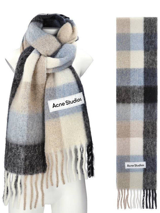 Check Mohair Muffler Blue Beige Black - ACNE STUDIOS - BALAAN 2