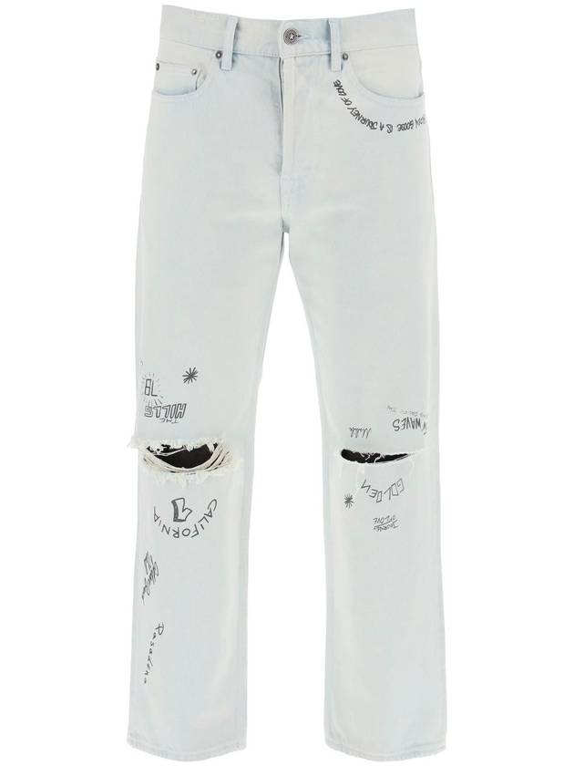 Printed Straight Jeans Light Blue - GOLDEN GOOSE - BALAAN 1