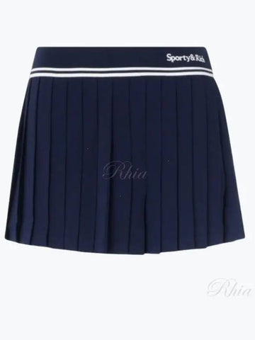 Abigail Pleated Skirt Navy Off White SK012S409SN Pleats - SPORTY & RICH - BALAAN 1