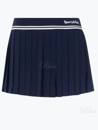 Abigail Pleated Skirt Navy Off White SK012S409SN Pleats - SPORTY & RICH - BALAAN 1