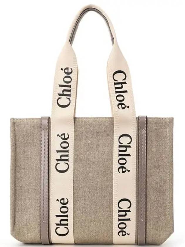 Woody Canvas Medium Tote Bag Grey - CHLOE - BALAAN 4