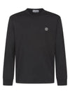 Cotton Jersey Long Sleeve T Shirt Black - STONE ISLAND - BALAAN 3