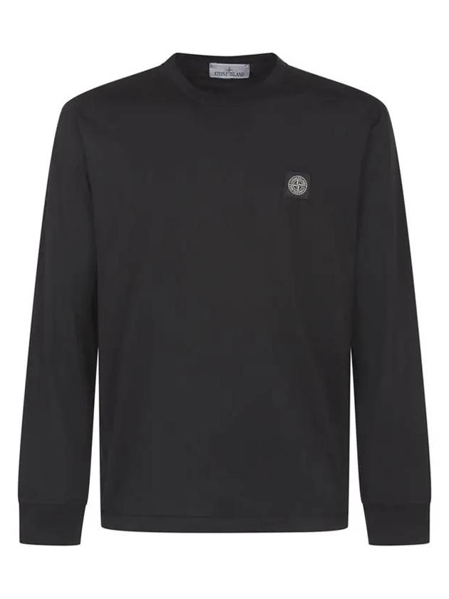 Cotton Jersey Long Sleeve T Shirt Black - STONE ISLAND - BALAAN 3