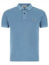 Men's Logo Patch Cotton Short Sleeve Polo Shirt Blue - STONE ISLAND - BALAAN 2