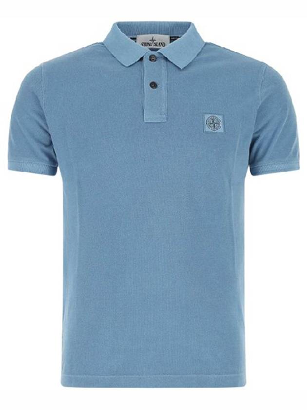 Men's Logo Patch Cotton Short Sleeve Polo Shirt Blue - STONE ISLAND - BALAAN 2