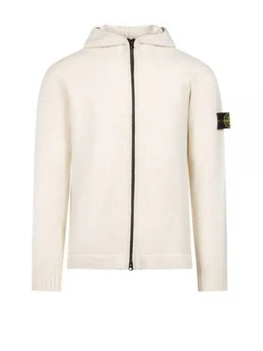 Wool Hooded Jacket Natural White - STONE ISLAND - BALAAN 1