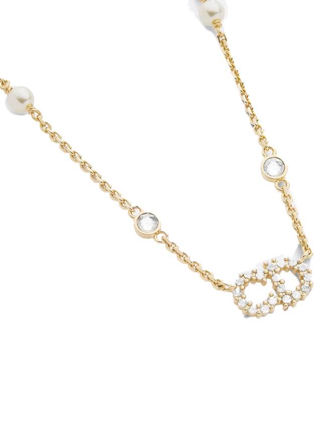 Clair D Lune Necklace Gold Finish Metal White Resin Pearls White Crystals - DIOR - BALAAN 2