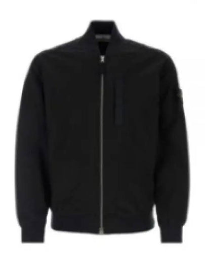 Men's Cupro Cotton Twill TC Bomber Jacket Black - STONE ISLAND - BALAAN 2