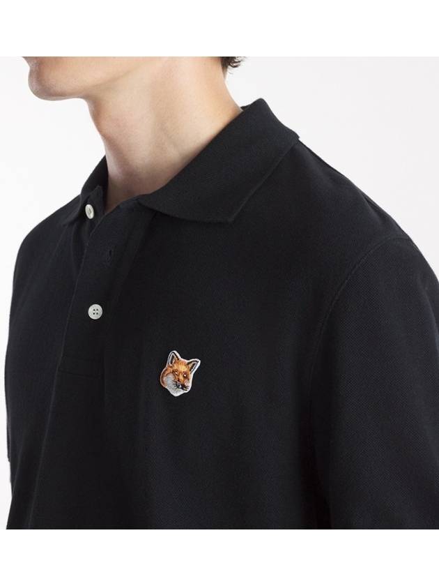 Fox Head Patch Cotton Polo Shirt Black - MAISON KITSUNE - BALAAN 5