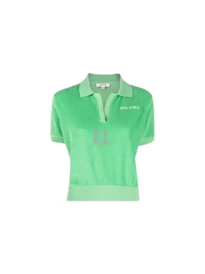 Italic Embroidered Logo Cotton Polo Shirt Verde - SPORTY & RICH - BALAAN 2