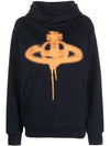 Spray ORB Logo Print Hoodie Navy - VIVIENNE WESTWOOD - BALAAN 1