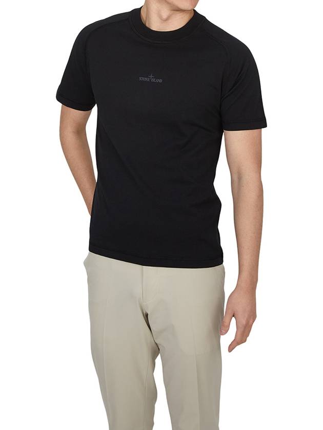 Logo Crew Neck Short Sleeve T-Shirt Black - STONE ISLAND - BALAAN 5