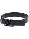 V Logo Signature 30MM Leather Belt Black - VALENTINO - BALAAN 4