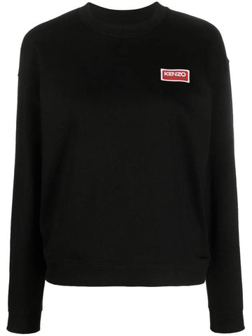 Paris Logo Crew Neck Classic Fit Cotton Sweatshirt Black - KENZO - BALAAN 1