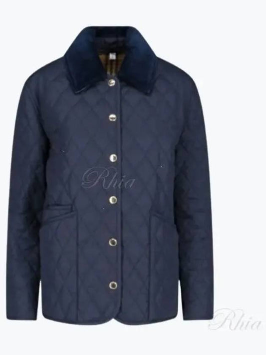 Corduroy Collar Quilted Jacket Navy - BURBERRY - BALAAN 2