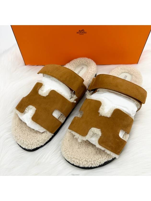 Chypre Shearling Men s Sandals Slippers - HERMES - BALAAN 1