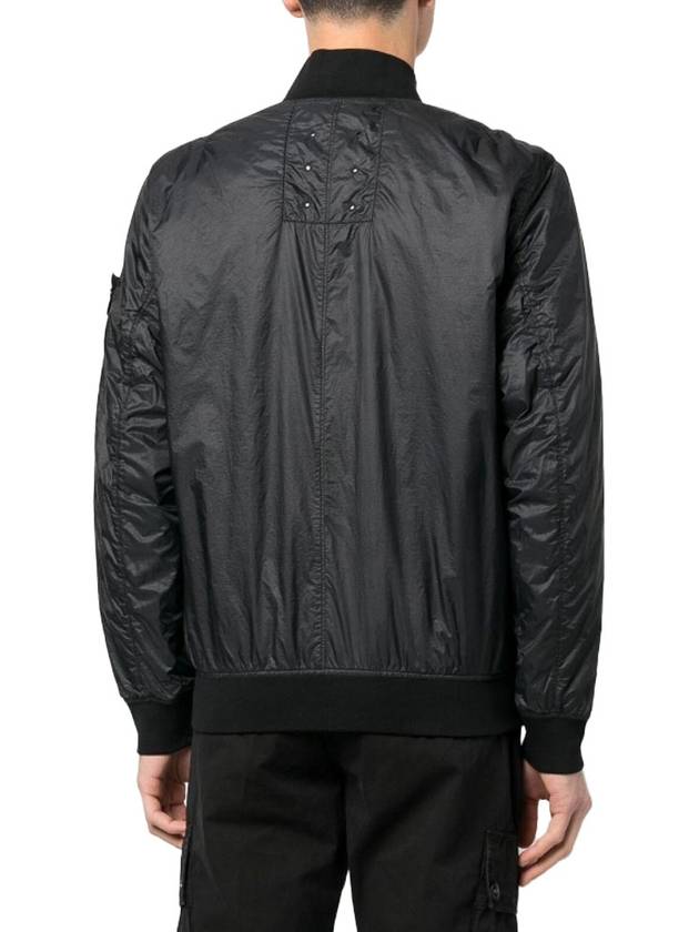 Logo Patch Bomber Jacket Black - STONE ISLAND - BALAAN 5