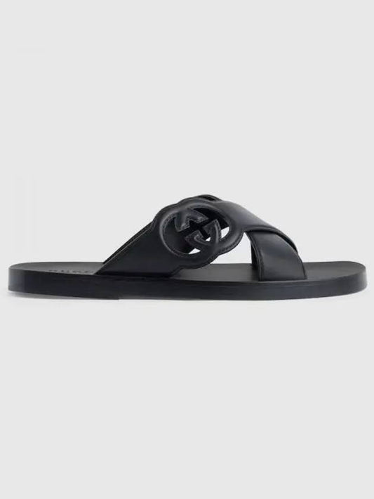 Interlocking G Slide Sandals Black - GUCCI - BALAAN 2