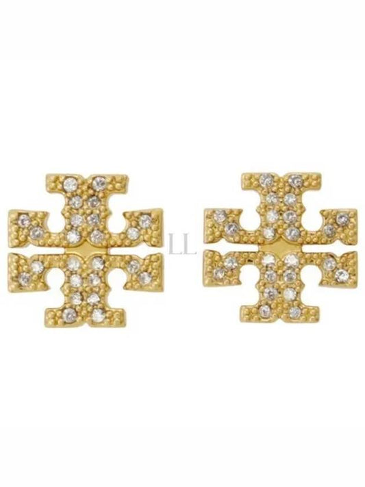 Crystal Logo Stud Earrings Gold - TORY BURCH - BALAAN 2