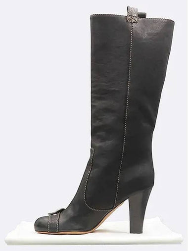 Black leather pin buckle women s long boots 250MM - DIOR - BALAAN 1