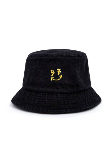 Smile Logo Denim Bucket Hat Black - BLACKBLOND - BALAAN 1