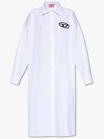 Rune D logo Embroidery Shirt Midi Dress White - DIESEL - BALAAN 1