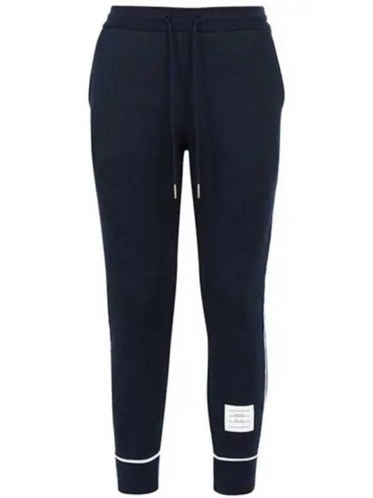 Women's Contrast Cover Stitch Mesh Back Cotton Rib Sweatpants Navy - THOM BROWNE - BALAAN 2