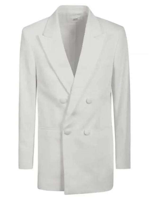 Double-Breasted Blazer Jacket White - AMI - BALAAN 2