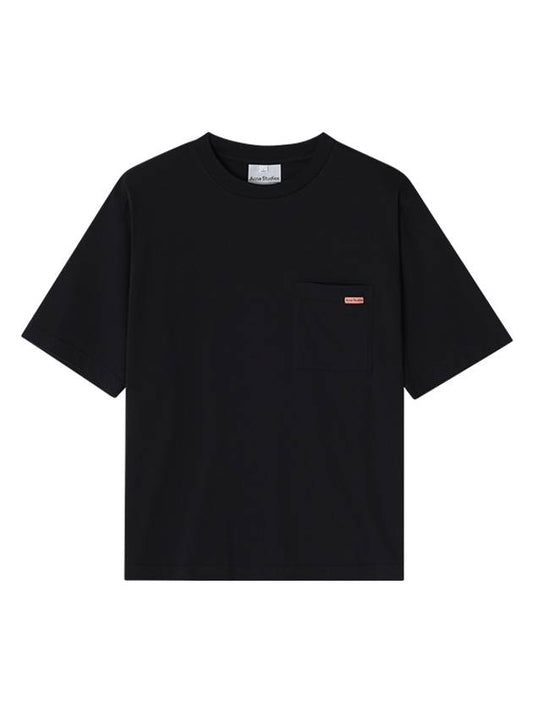 Logo Patch Short Sleeve T-Shirt Black - ACNE STUDIOS - BALAAN 1