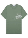 Lettering Logo Print Pocket Short Sleeve T-shirt Sage Green - STONE ISLAND - BALAAN 2