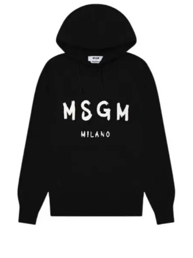 Milano Brushed Logo Cotton Hoodie Black - MSGM - BALAAN 2