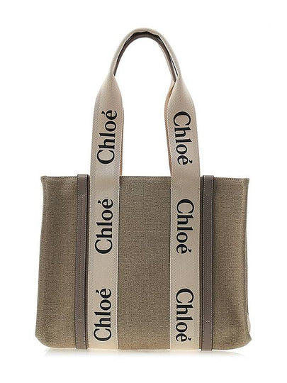 Woody Canvas Medium Tote Bag Grey - CHLOE - BALAAN 2