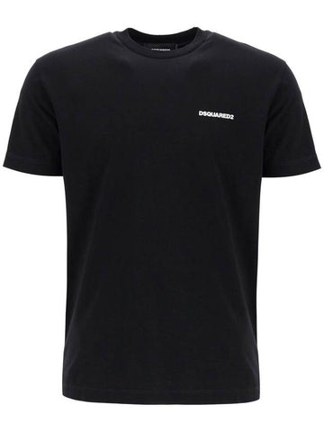 black cotton t-shirt with embroidered logo - DSQUARED2 - BALAAN 1