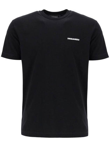 black cotton t-shirt with embroidered logo - DSQUARED2 - BALAAN 1