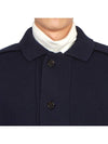 Cotton Cashmere Interlock 4-Bar Polo Collar Overcoat Navy - THOM BROWNE - BALAAN 8