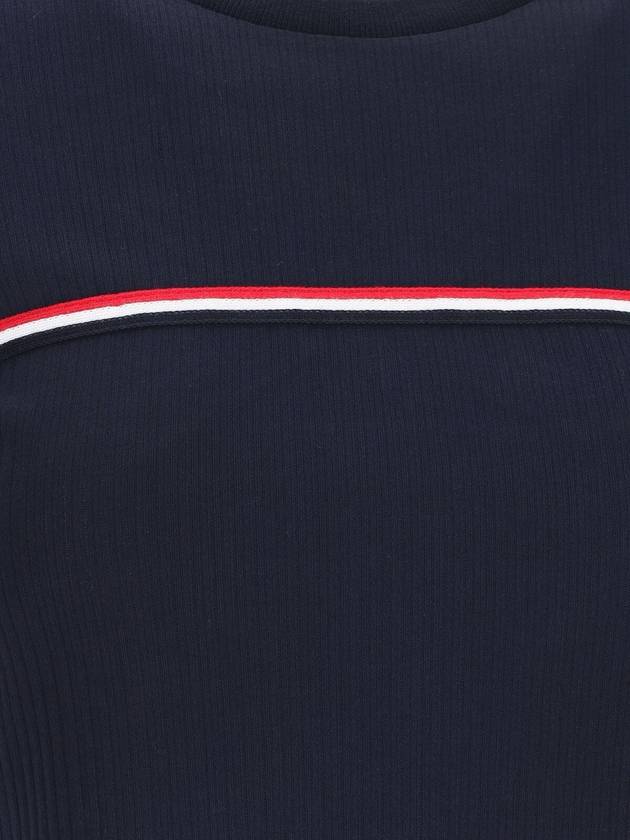 Women's High Twist Rip Stripe Short Sleeve T-Shirt Navy - THOM BROWNE - BALAAN 5