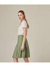 Two tone linen pleated midi skirt green - RS9SEOUL - BALAAN 2