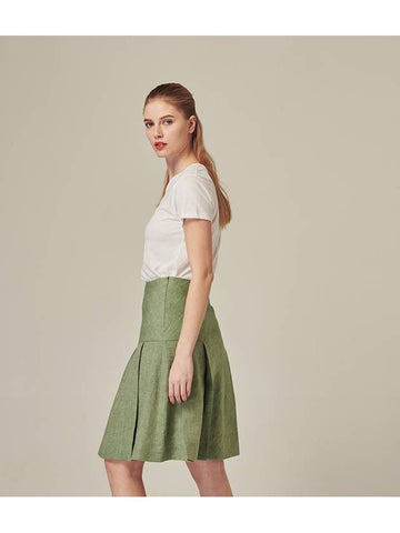 Twotone linen pleated midi skirt - RS9SEOUL - BALAAN 1