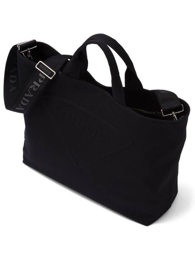 Man's Logo Embossing Canvas Tote Bag Black - PRADA - BALAAN 4