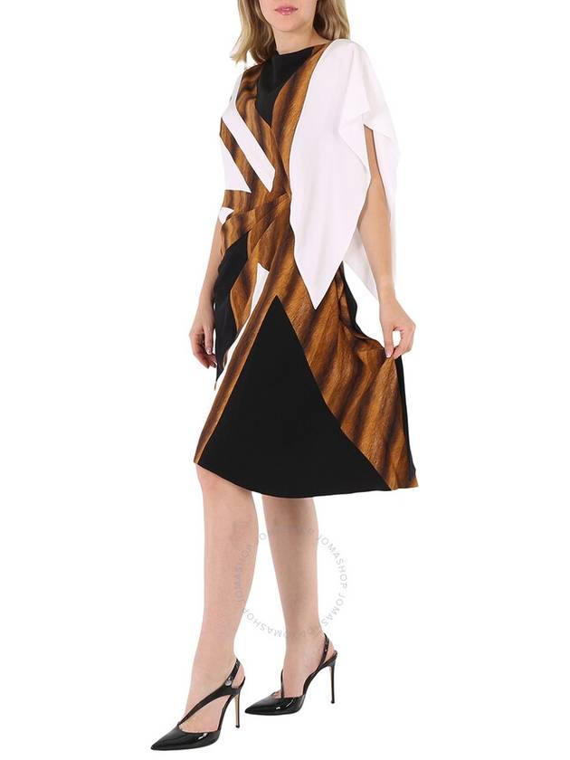 flag pattern knot unbalanced midi dress - BURBERRY - BALAAN 4