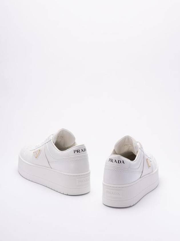 Downtown Bold Leather Low Top Sneakers White - PRADA - BALAAN 4