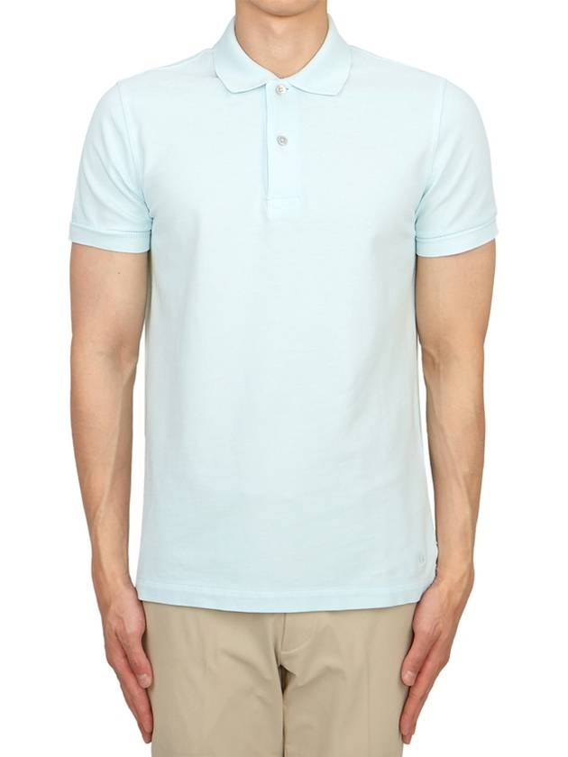 Men's Classic Tennis Short Sleeve Polo Shirt Light Blue - TOM FORD - BALAAN 4