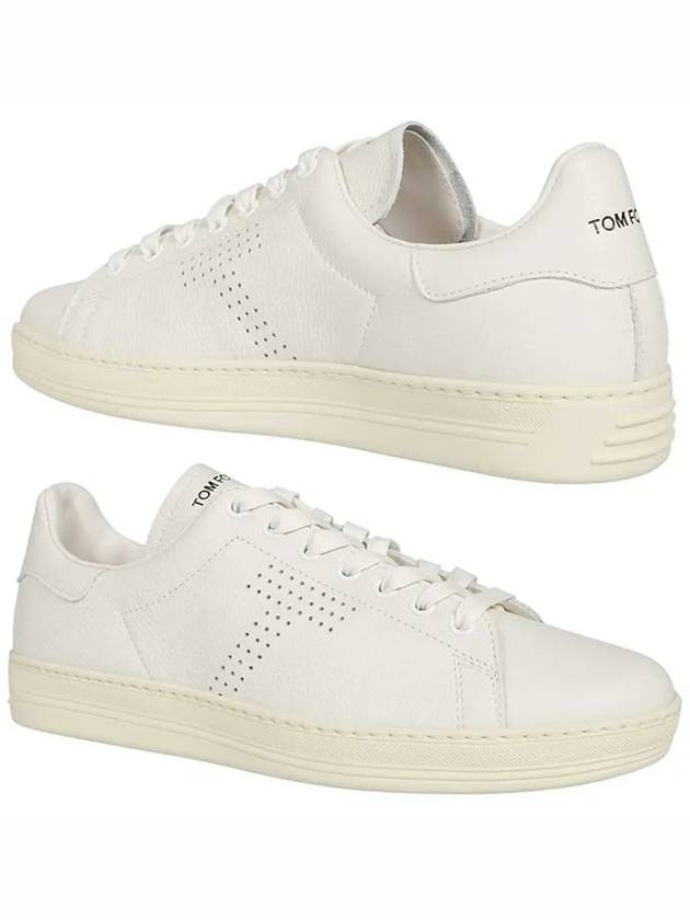 Warwick T Logo Punching Leather Low Top Sneakers White - TOM FORD - BALAAN 2