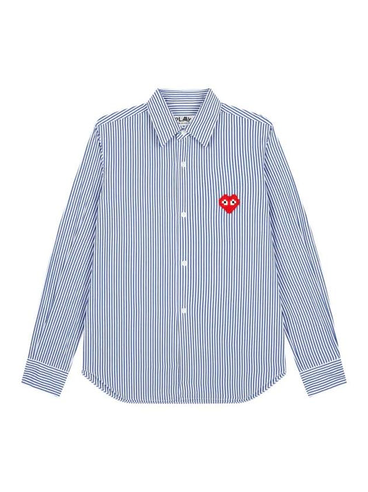 Men's Heart Wappen Striped Long Sleeve Shirt Blue - COMME DES GARCONS - BALAAN 1