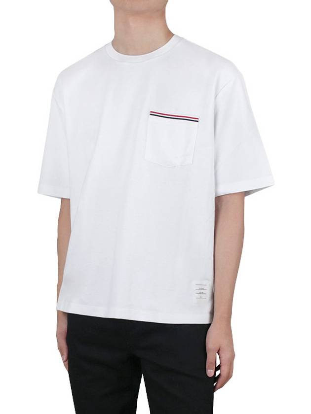 Cotton Oversized Pocket Short Sleeve T-Shirt White - THOM BROWNE - BALAAN 3