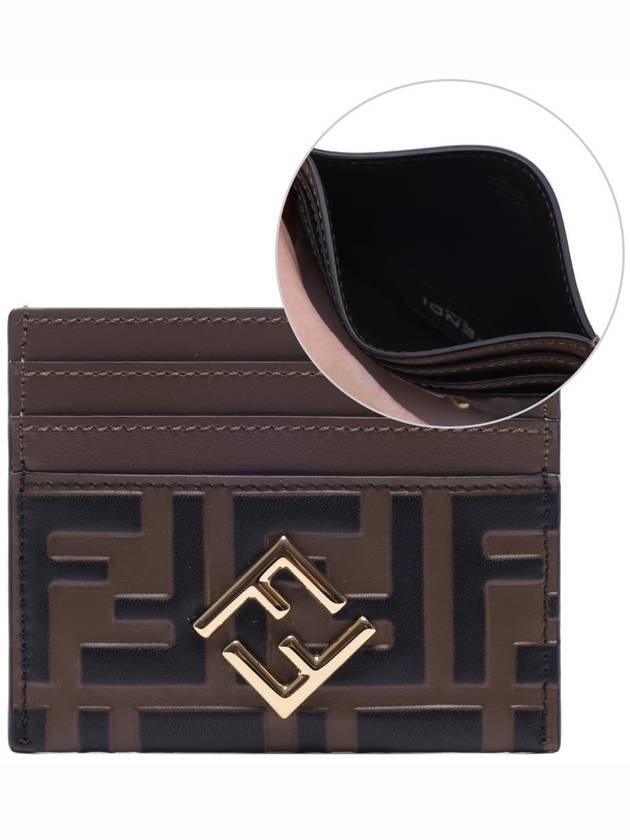 Logo Diamond Leather Card Wallet Brown - FENDI - BALAAN 2