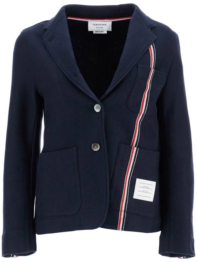 Stripe Detail Cotton Jacket Navy - THOM BROWNE - BALAAN 2